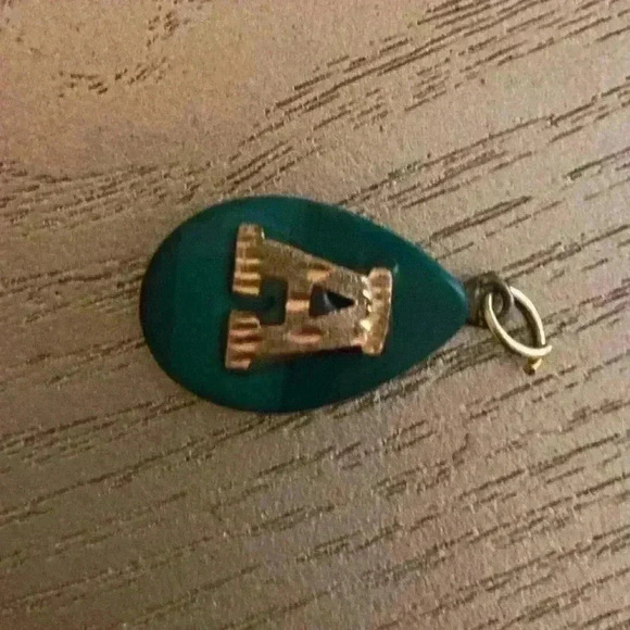Pendant gold real 18k on green background - Picture 4 of 4